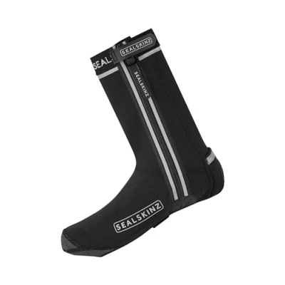 Afbeelding van SEALSKINZ Uniseks Barsham overschoen met LED en open zool voor fietsers, alle weersomstandigheden, zwart, M