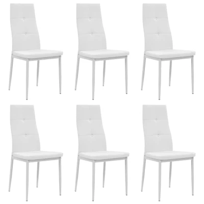 Afbeelding van Eetkamerstoelen 6 st kunstleer wit