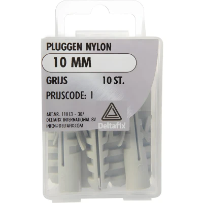 Afbeelding van Nylon pluggen 10mm. Grijs. DeltafiX. 10 stuks.