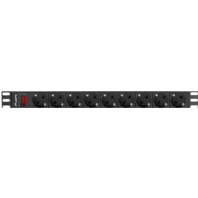 Afbeelding van Lanberg PDU 09F 0300 BK energiedistributie 9 AC uitgang(en) 1U Zwart, Grijs