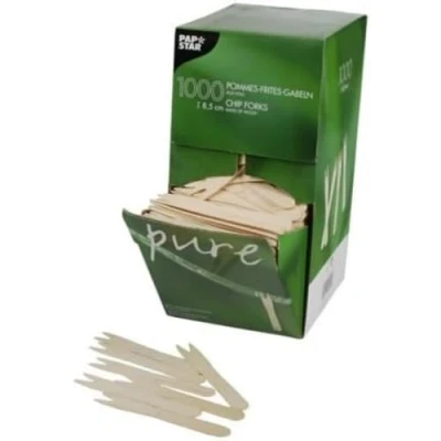 Afbeelding van Papstar 18201 Pommes Frites vorken, hout &quot;pure&quot;, 8,5 cm, 1000 stuks