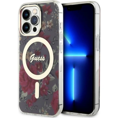 Afbeelding van Guess Flower Back Case (MagSafe Compatible) Geschikt voor Apple iPhone 14 Pro (6.1&quot;) Khaki