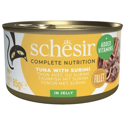 Afbeelding van Schesir Kat Blik Gelei Vis 85 g Kattenvoer Tonijn&amp;Surimi