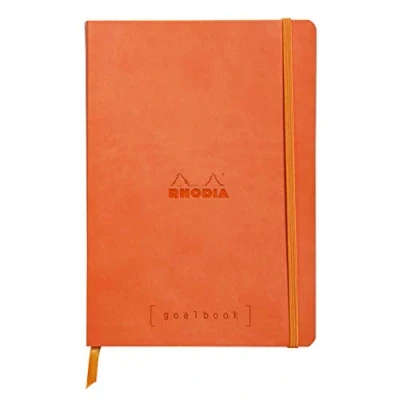 Afbeelding van Rhodia 117754C Notitieboek Goalbook (DIN A5, 14,8 x 21 cm, dot, praktisch en trendy, met zacht deksel, 90 g, ivoorkleurig papier, 120 vellen, elastiek, bladwijzer), 1 stuk, Tangerine