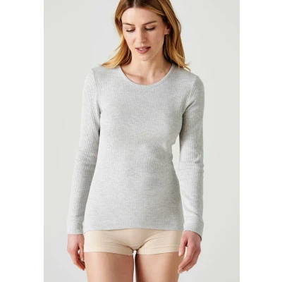 Afbeelding van Damart T shirt met ronde hals, thermolactyl fleece ribben, intense warmte 4, Grijs Chinees, XXL