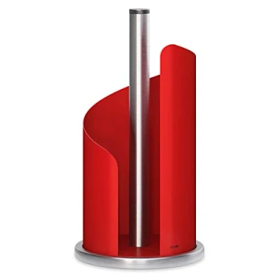 Afbeelding van Stardis Keukenrolhouder, Ø 15 cm roestvrij staal, mat, rolhouder voor keukenrol (rood)