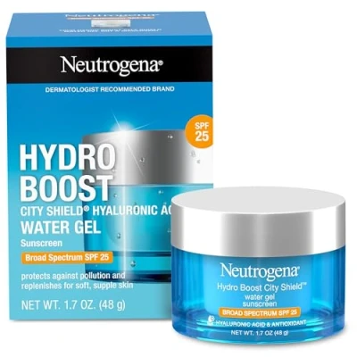 Afbeelding van Neutrogena Hydro Boost City Shield Water Gel with Hydrating Hyaluronic Acid, Antioxidants, and Broad Spectrum SPF 25 Sunscreen, Oil Free, Alcohol Non Comedogenic, 1.7 oz