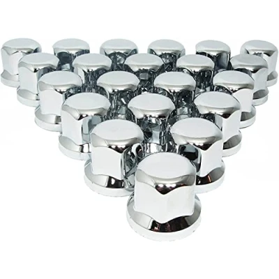 Afbeelding van 20 stks 32mm Wiel Moer Cover Caps Plastic Lux CHROME fit Vrachtwagen Trailer Bus Truck Auto Voertuig LKW