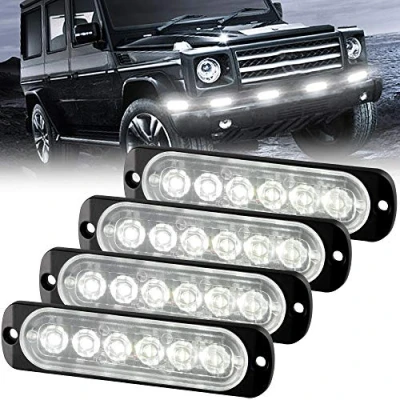 Afbeelding van Sidaqi 4PCS Sync functie 6 LED 12W Emergency Hazard Strobe Warning Grille Working Light Bar voor 12 24V Car Vehicle Truck veiligheid Knipperlicht Waarschuwingslicht (wit)