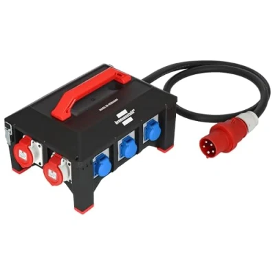 Afbeelding van Brennenstuhl Professional rubberen stroomverdeler BSV 5 63A / CEE stekker (2m kabel H07RN F 5G16.0, 1xCEE 400V/32A, 2xCEE 400V/16A, 6x aardcontact 230V, Made in Germany)