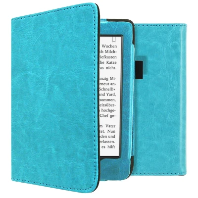 Afbeelding van Tolino Page 2 Hoes: iMoshion Vegan Leather Bookcase Lichtblauw Kunstleder E Reader Hoezen