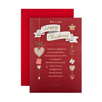 Afbeelding van Hallmark Kerstkaart Klassiek ontwerp met oprecht vers