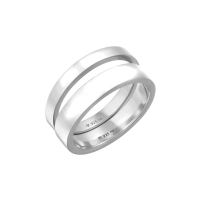 Afbeelding van Kuzzoi 2ER SET Casual LOOK Ring, Heren, Maat: 62, Silber
