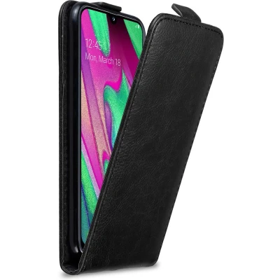 Afbeelding van Cadorabo Hoesje geschikt voor Samsung Galaxy A40 in ZWARTE NACHT Beschermhoes Flip Case Cover magnetische sluiting