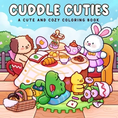 Afbeelding van Cuddle Cuties: Coloring Book for Adults and Teens Featuring Cozy Animal Friends in Cute Funny Moments Relaxation