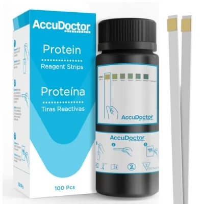 Afbeelding van 100 AccuDoctor Urine Teststrips Eiwit Proteïne Test Urinetest Strips Zelftest Urineteststrips Eiwittest Blaasontsteking Gezondheidstest CE Gecertificeerd