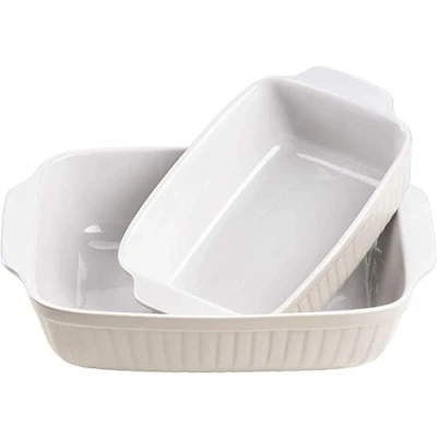 Afbeelding van MÄSER 931135 Serie Kitchen Time, rechthoekige ovenvormen in set van 2, vierkante ovenvormen, ideaal voor lasagne, kras en snijbestendig, keramiek, 33 x 24 8 cm / 25,5 16 7 cm, blauw