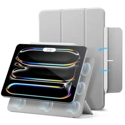 Afbeelding van ESR Hoes voor iPad Pro 11 inch (2024), magnetische bevestiging, dunne drievoudige opvouwbare standaard, ondersteunt Pencil Pro/USB C, automatisch rusten/wekken, duurzame bescherming, Rebound serie,