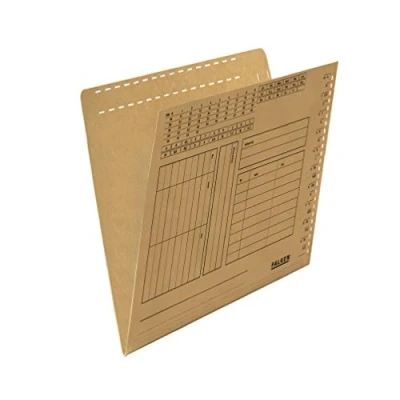 Afbeelding van Origineel Falken 10 stuks instelmap. Made in Germany. Gemaakt van gerecycled karton voor DIN A4 met organisatiedruk en sleufperforatie bruin autoriteit ideaal losbladige archivering.