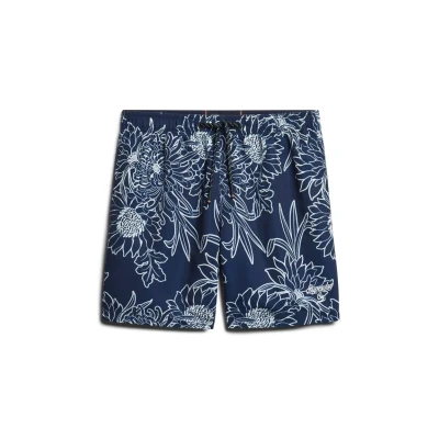 Afbeelding van Superdry Printed Zwemshorts, Heren, Maat: XXL, Blue chrysanthemum print