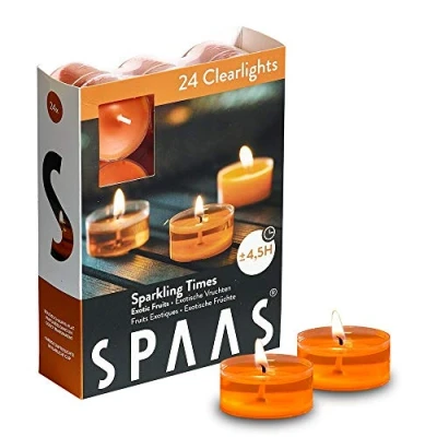Afbeelding van Spaas 0338340.181 24 Clearlights Geur, theelichten in transparante cup, ± 4,5 uur Sparkling times,D 38 mm x H 19 mm,Gemberoranje