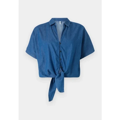 Afbeelding van ONLY Onlnova KNOT Shirt Overhemdblouse, Dames, Maat: XS, Medium blue denim