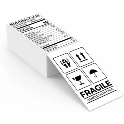 Afbeelding van MUNBYN Etiketten 7,6 x 12,7 cm, verzendlabels, 500 stuks thermisch papier voor labelprinters, thermodirect etiketten, waterdichte papier, wit, BPA/BPS vrij