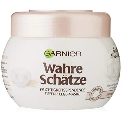 Afbeelding van Garnier Diepe verzorgingsmasker, zachte havermelk, hydraterend, verzorgt en kalmeert, voor gevoelig haar, echte schatten, 1 verpakking (1 x 300 ml)