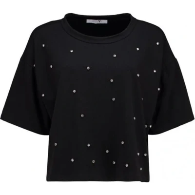 Afbeelding van Hailys 3/4 C SW Je44an T shirt zwart S Katoen Basics, Street wear