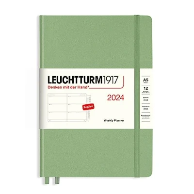 Afbeelding van LEUCHTTURM1917 367618 weekkalender medium (A5) 2024, 12 maanden, salie, Engels
