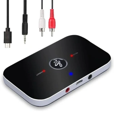 Afbeelding van Ozvavzk Bluetooth 5.0 Zender Ontvanger, Low Latency HiFi Draadloze Audio Adapter, 2 in 1 Adapter 3.5mm RCA voor TV PC Luidspreker Stereo installatie, One Push Pairing Knop