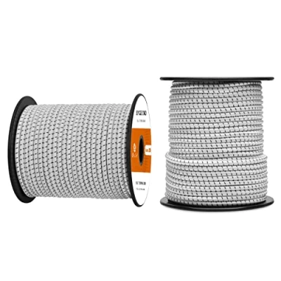 Afbeelding van Abma Cord Bungeekoord 4mm 30M Rubberen Touw Elastisch Koord Expandertouw Spankoord Elastiek voor Camping, Zeildoek, Aanhangwagen, Rugzak, Tentstok, Kajak Wit&amp;Zwart