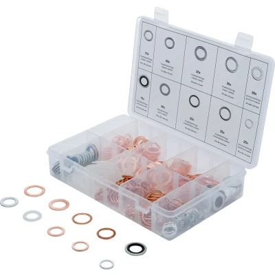 Afbeelding van BGS Assortiment afdichtringen koper, aluminium, nylon 250 delig