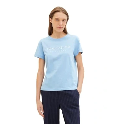 Afbeelding van TOM Tailor Tshirt print, Dames, Maat: XL, Light fjord blue