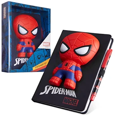 Afbeelding van Marvel Spiderman Notitieboekje en Pennen Set, Squishy Dagboek, Schrijfgerei Set voor Jongens