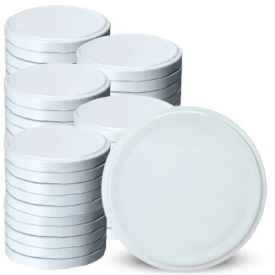 Afbeelding van KADAX Schroefdeksel met diameter van 110 mm, metalen twist off deksel, reservedeksel voor schroefpotten, deksel 8 inkepingen (wit, 50 stuks)