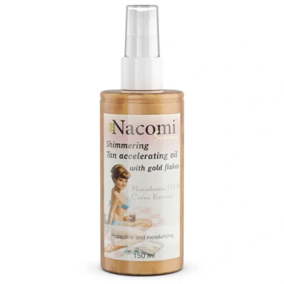 Afbeelding van Nacomi, Zelfbruiner, Sunny Shimmering Tan Versnellende Olie Met Goudvlokken Bruining Van Kruimels (Zelfbruinende spray, 150 ml)