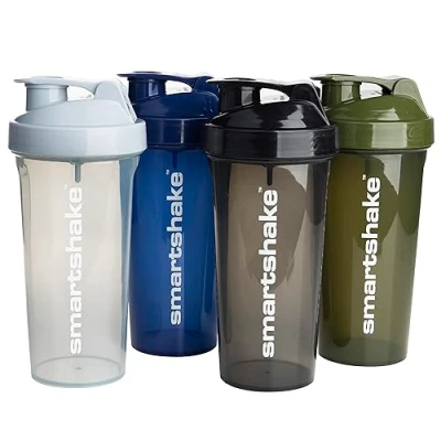 Afbeelding van Smartshake Lite Protein Shaker Bottle 600 ml, lekvrij schroefdeksel, BPA vrij, uniseks, mestgrijs, legergroen, zwart, marineblauw