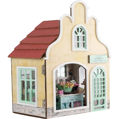 Afbeelding van Crafts&amp;Co Miniatuur Bouwpakket Volwassenen Hout DIY Poppenhuis Bouwpakketten Soap Shop
