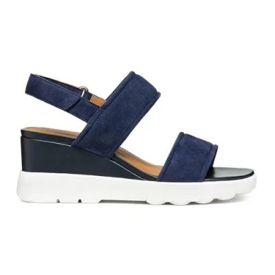 Afbeelding van Geox D Spherica EC6 Sandalen met sleehak, Dames, Maat: 40, Navy Leer