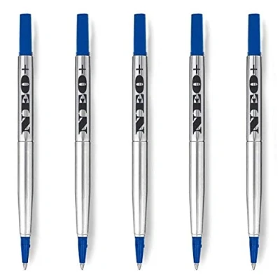 Afbeelding van 5 x blauwe Rollerball pen vullingen compatibel met Parker Quink, 0.5 punt