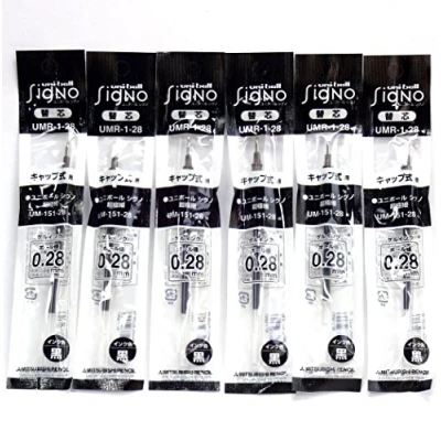 Afbeelding van Uni Ball Signo Extra Fine Point Gel Pen Refills, Black Ink, 0.28 mm, Set van 6 (Japan import) [Komainu Dou Original Package]