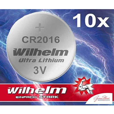 Afbeelding van 10 x knoopcel CR2016 Wilhelm batterij lithium 3V CR 2016 industriële artikelen