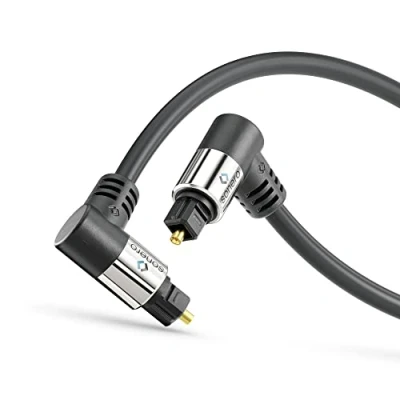 Afbeelding van sonero® Premium optische Toslink kabel, 7,50 m, vergulde contacten, 2 x 90 stekker, 360 draaibaar, zwart