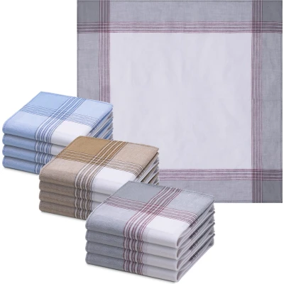 Afbeelding van JEMIDI zakdoeken heren 100% katoen 40 x cm Set van 12 Herbruikbare voor volwassenen In beige/grijs/blauw