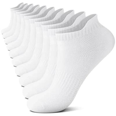 Afbeelding van FALARY Sneakersportsokken voor dames en heren, 10 paar korte sokken, katoen, ademende sportsokken, hardloopsokken, outdoor loopsokken, maat 35 50, x wit, 39 42 EU