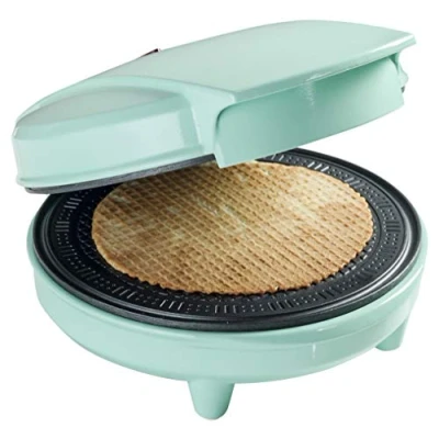 Afbeelding van Bestron Stroopwafels apparaat met kegel, Wafelijzer voor Stroopwafels, kniepertjesijzer antiaanbaklaag &amp; indicatielampje, 700 watt, kleur: Mint