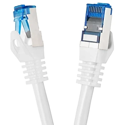 Afbeelding van BIGtec 1m CAT.7 patchkabel netwerkkabel Gigabit Patch DSL LAN Ethernet kabel wit koperen dubbel afgeschermd (RJ45 stekker Cat 7 S/FTP PIMF)