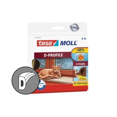 Afbeelding van Tesa Tochtband D profiel 6m x 3 7mm bruin