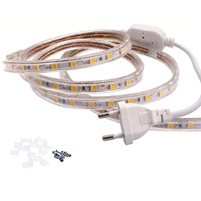 Afbeelding van FOLGEMIR 8m LED stroken licht warm wit, 220V 230V lichtstrook, 60 Leds/m ledstrips, IP65 waterbestendig, milde achtergrondverlichting